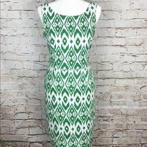 Nine West White w/Green Ikat Print Dress, 8